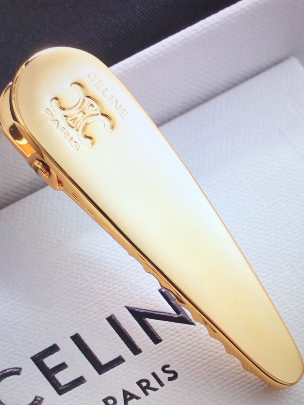 Celine Gold-Tone Logo Hair Clip - Picture 5 of 5